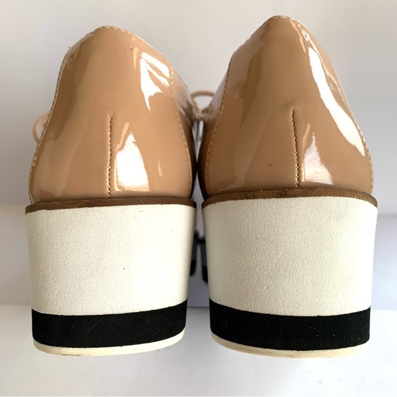 ABOUND NUDE/TAN FAUX PATENT LEATHER LACE-UP PLATFORM OXFORDS EUC! Sz9 - Picture 7 of 8